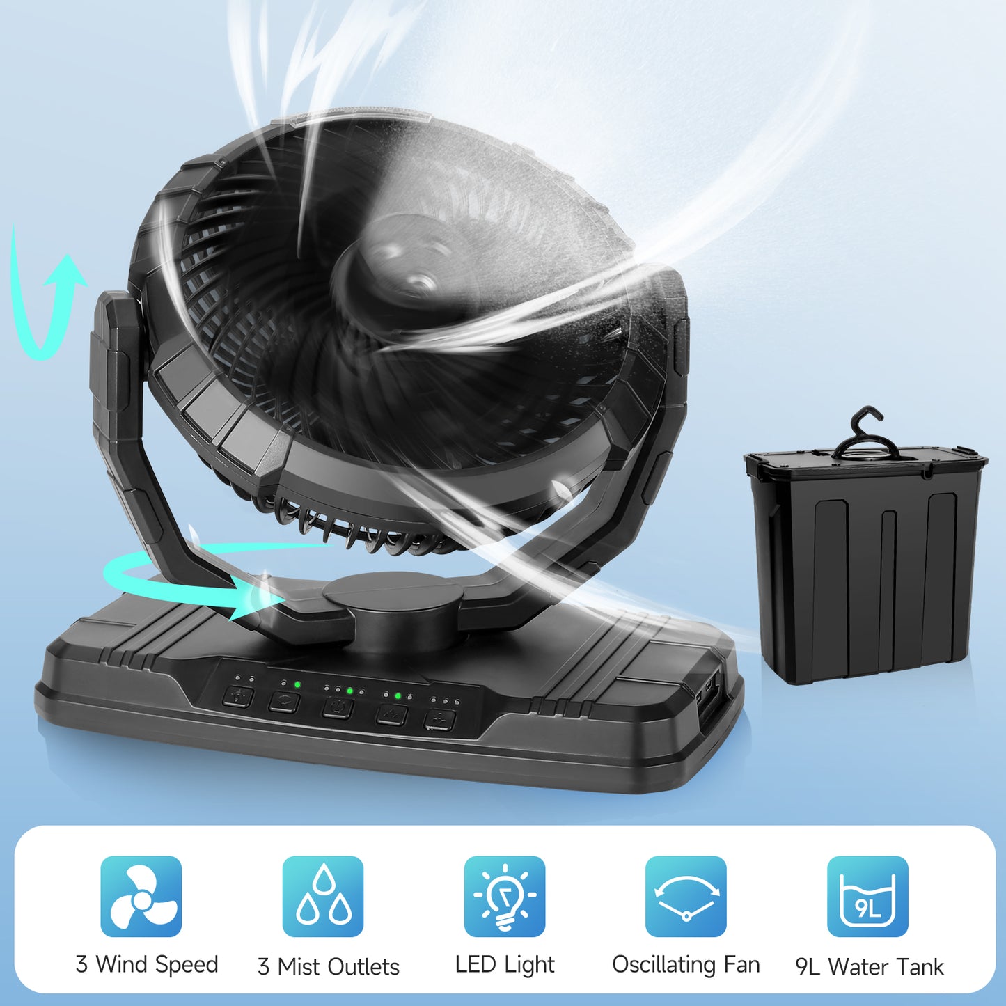 Outdoor Portable Misting Fan with