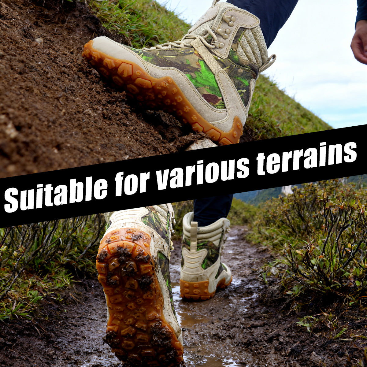 Fashionable lightweight waterproof hiking boots outdoor camouflage ankle wear-resistant hiking boots