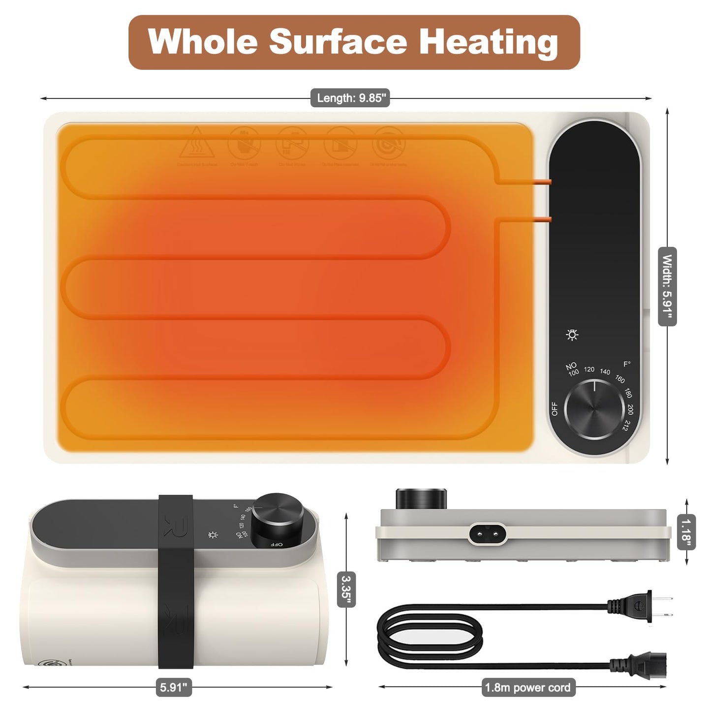 Portable Food Warmer Tray - 9.85''