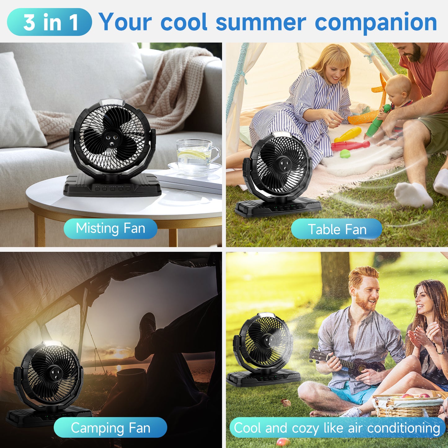 Outdoor Portable Misting Fan with