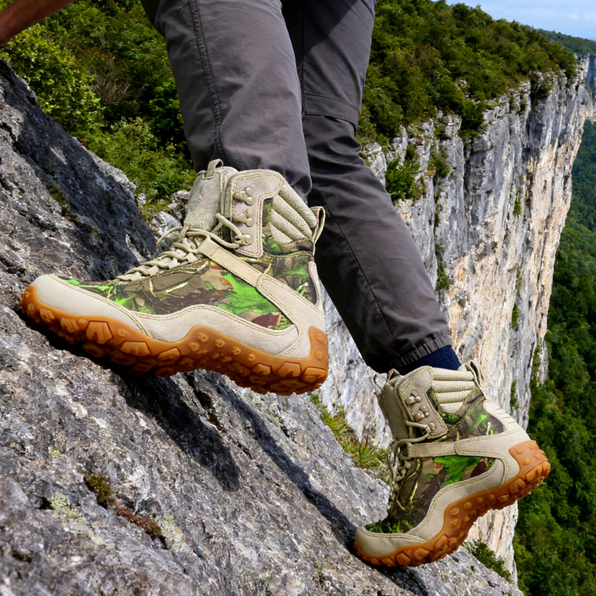 Fashionable lightweight waterproof hiking boots outdoor camouflage ankle wear-resistant hiking boots