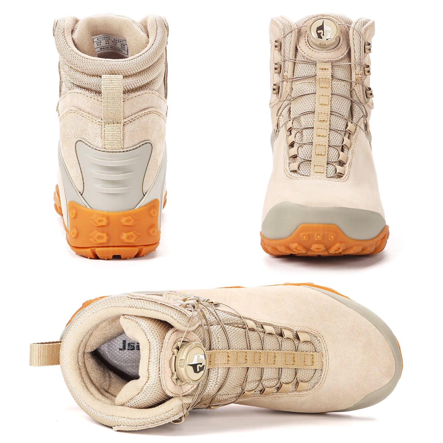 Men’s Waterproof Hiking Boots with Quick-Adjust Knob, Non-Slip Mountain & Trail Boots with Ankle Support, Wear-Resistant Outdoor Boots for Hiking, Trekking & Camping