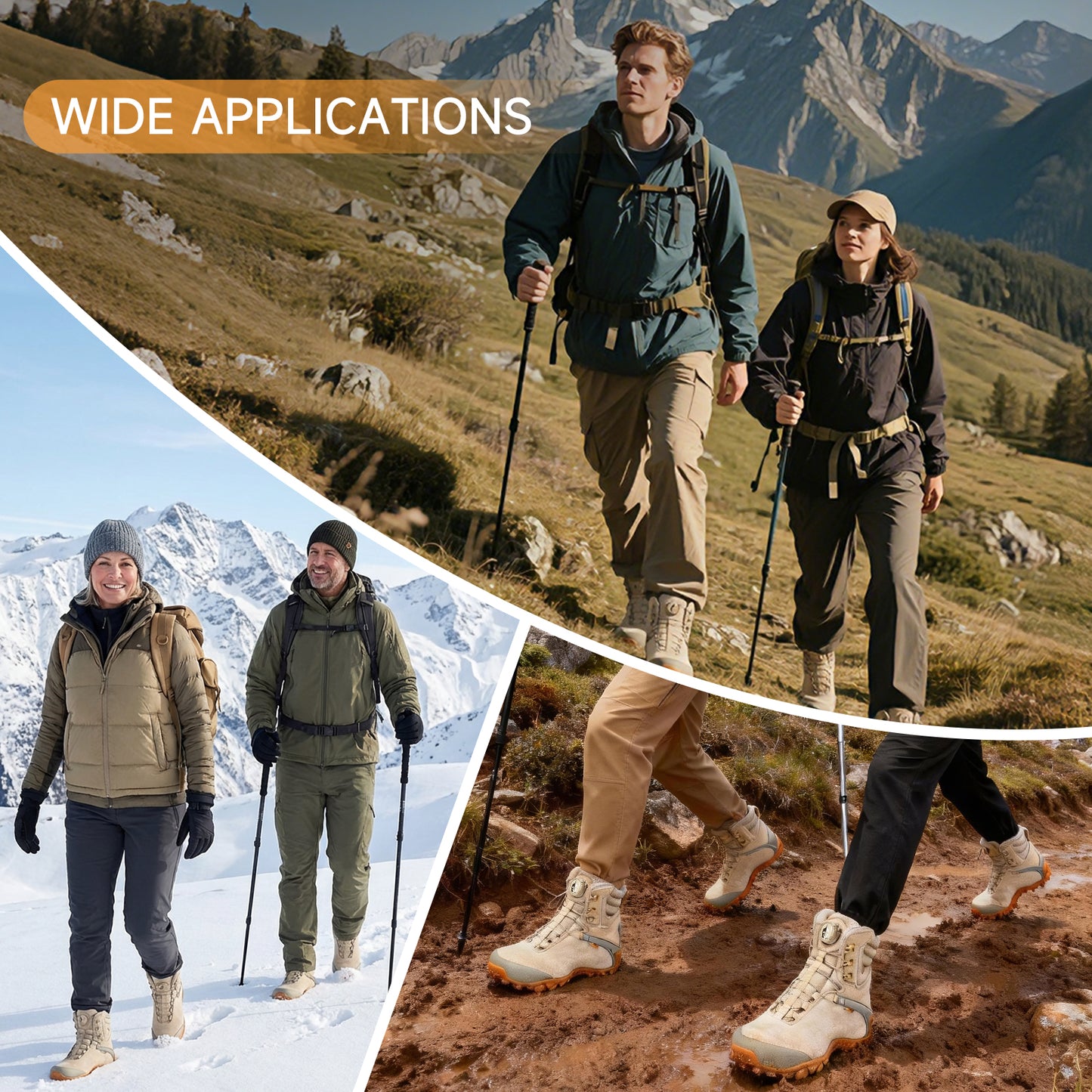 Men’s Waterproof Hiking Boots with Quick-Adjust Knob, Non-Slip Mountain & Trail Boots with Ankle Support, Wear-Resistant Outdoor Boots for Hiking, Trekking & Camping